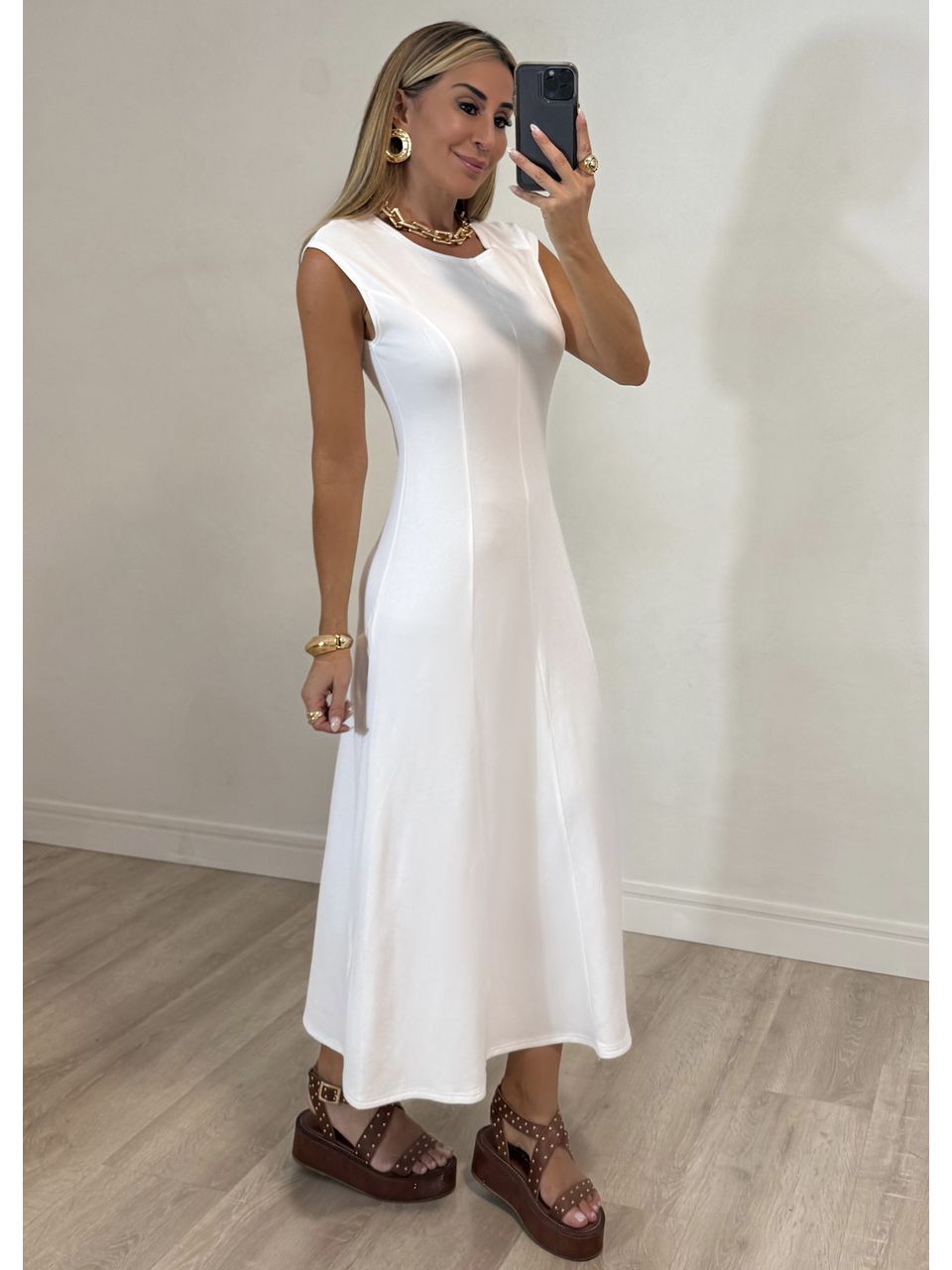 Vestido Malha Recortes