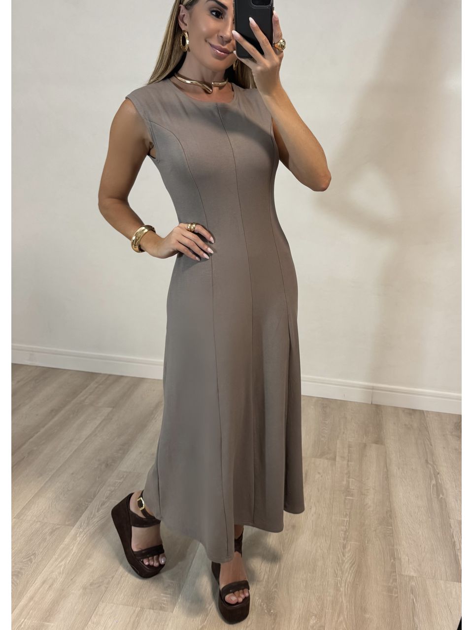 Vestido Malha Recortes
