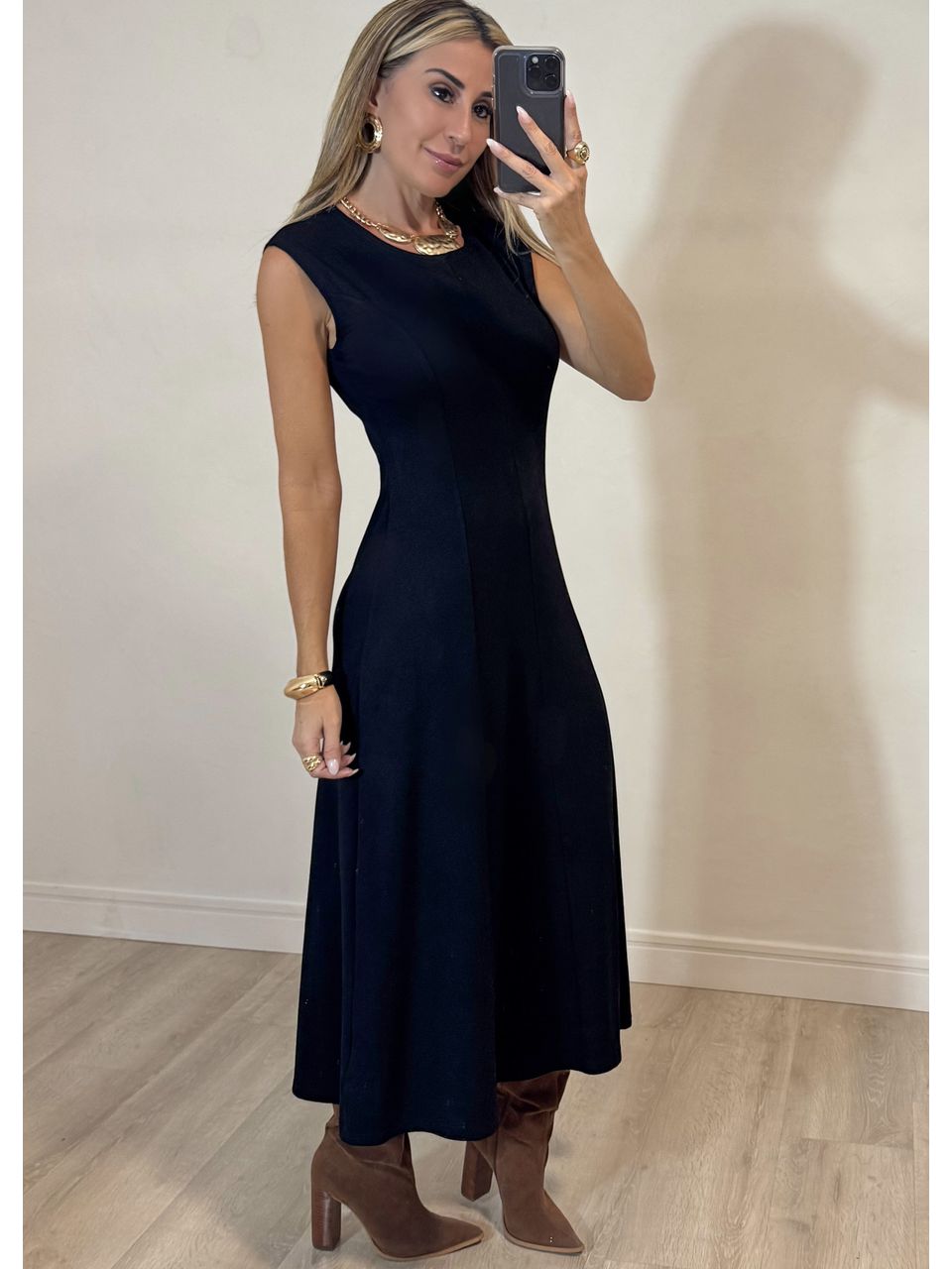 Vestido Malha Recortes