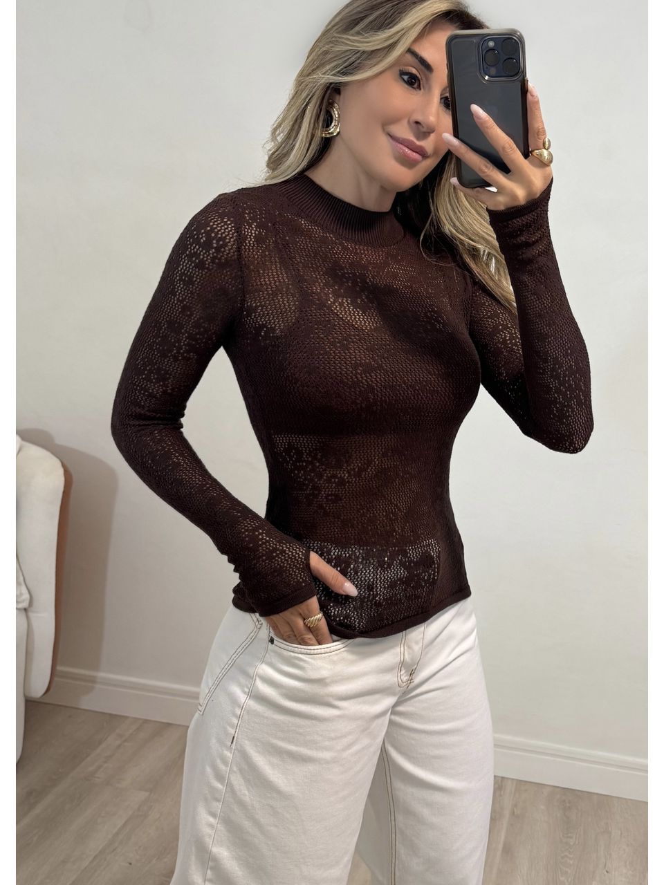 Blusa Tricot Rendado
