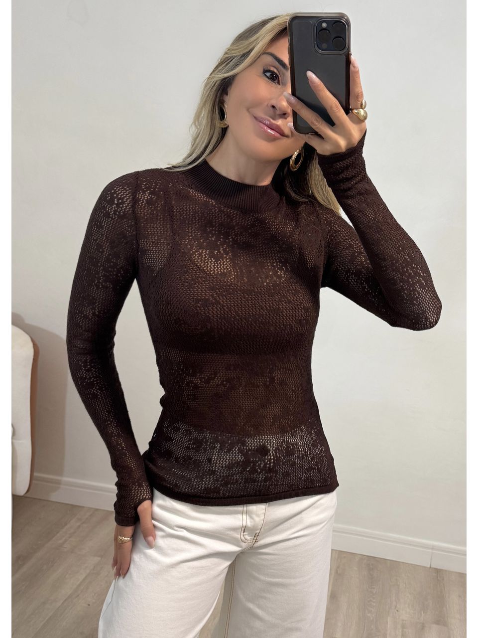 Blusa Tricot Rendado