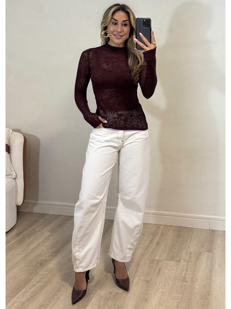 Blusa Tricot Rendado 