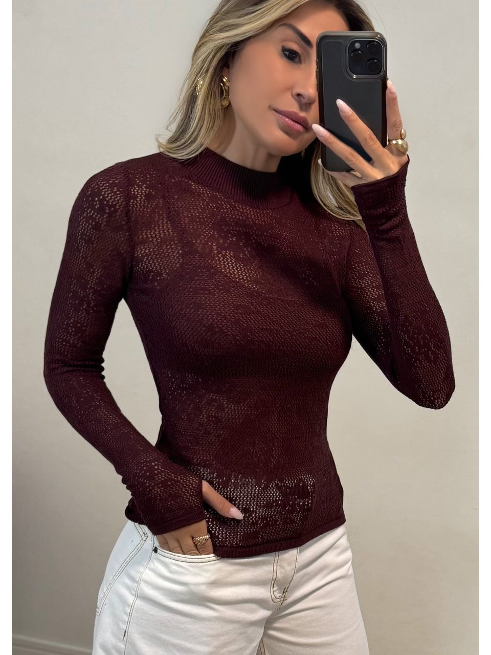 Blusa Tricot Rendado 