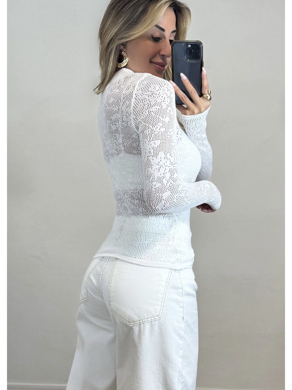 Blusa Tricot Rendado 