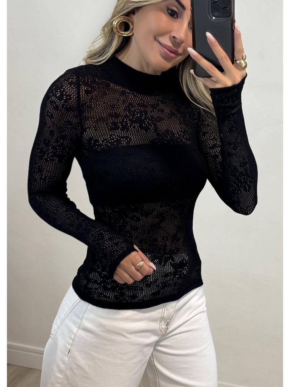 Blusa Tricot Rendado
