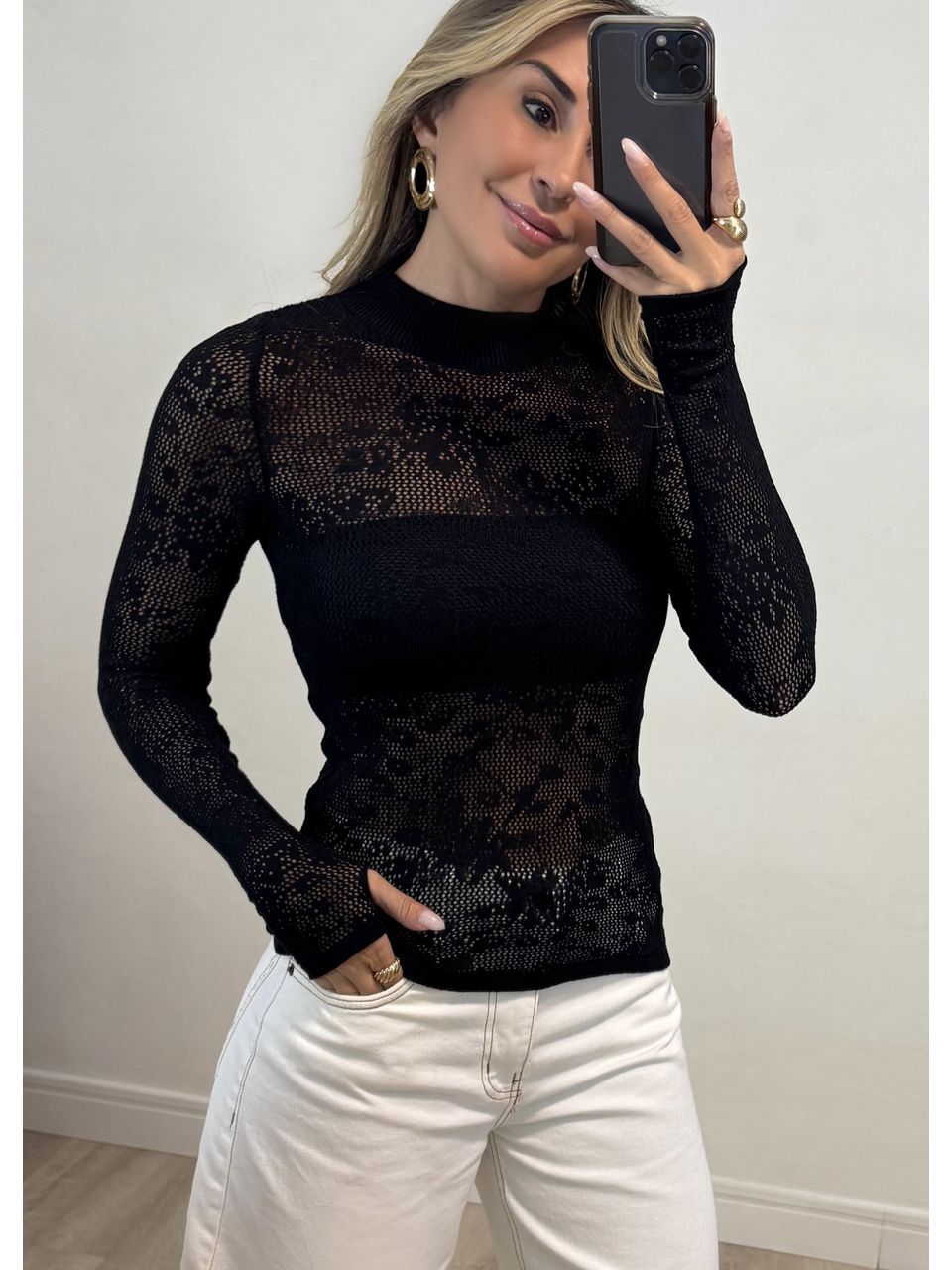 Blusa Tricot Rendado