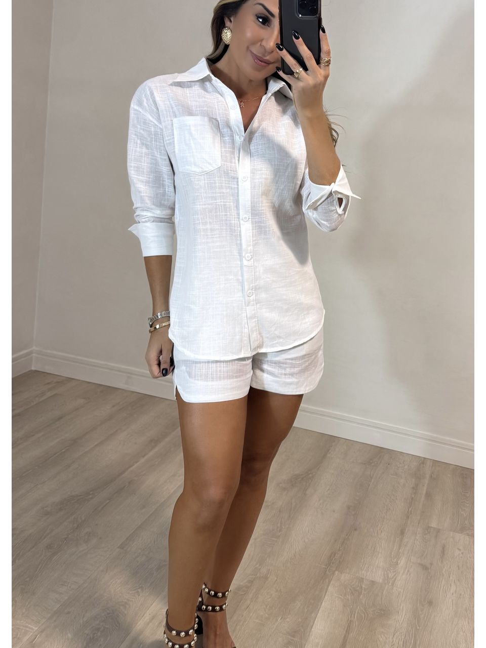 Conjunto Short Camisa Linho 
