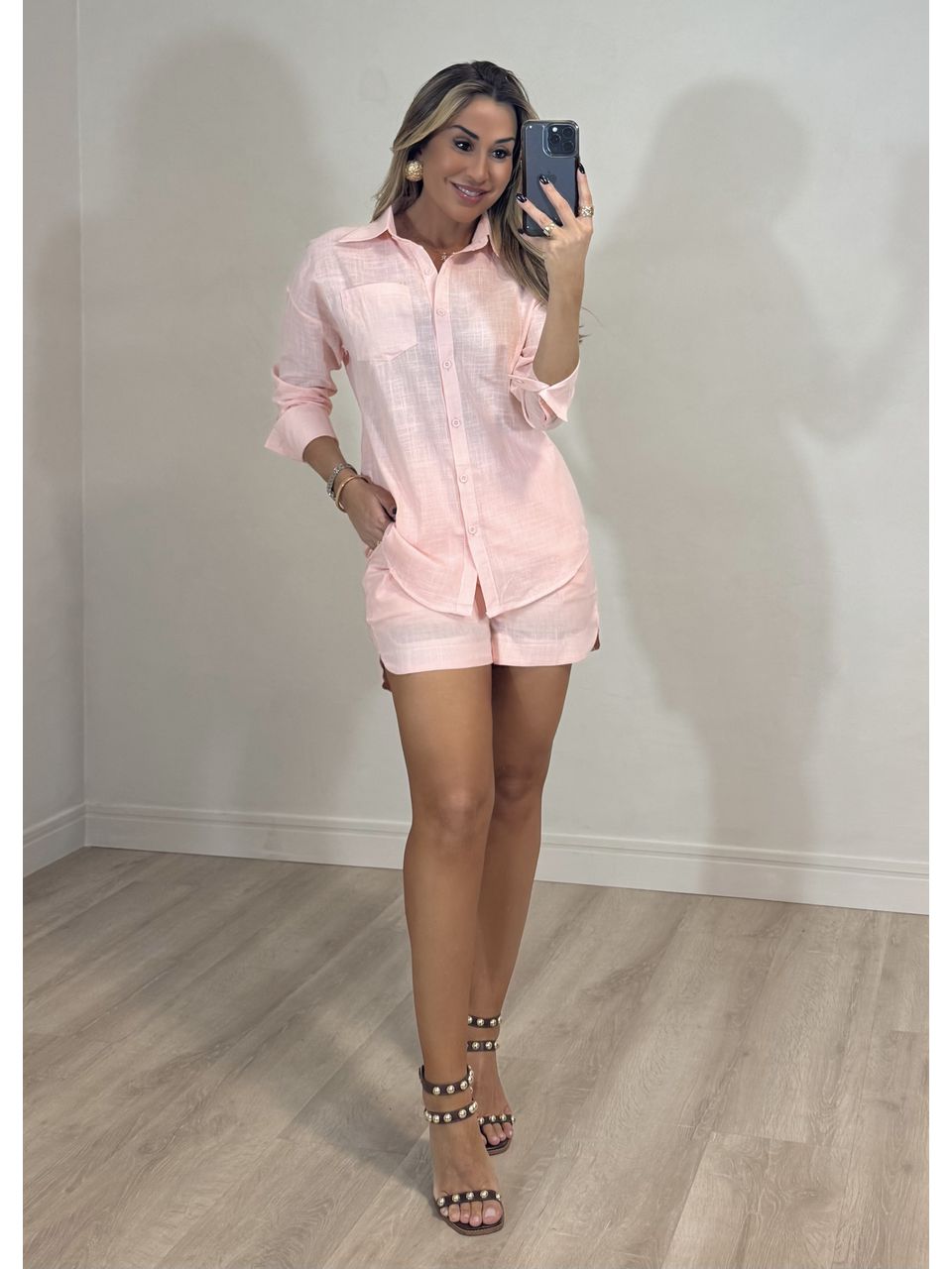Conjunto Short Camisa Linho