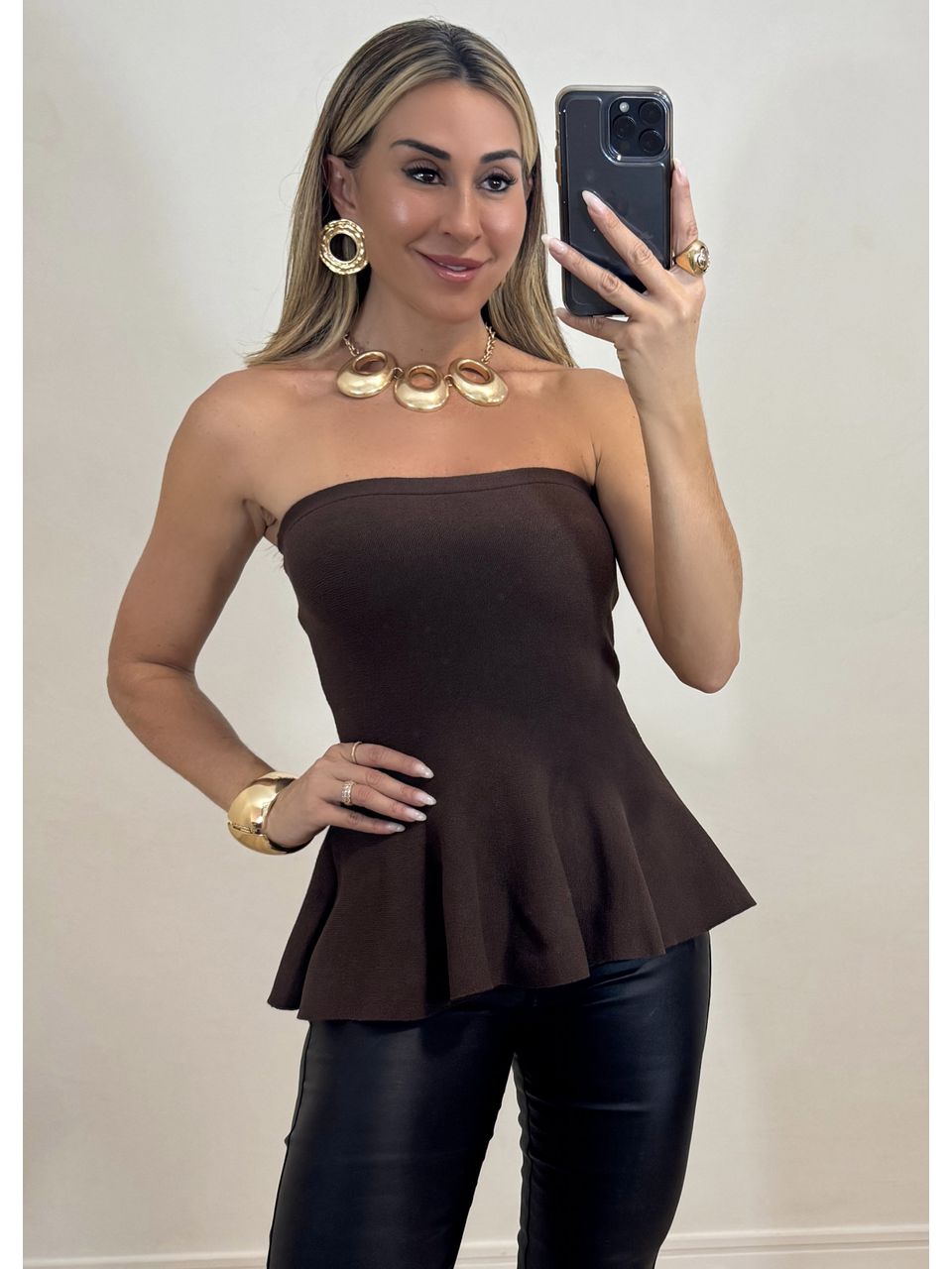Top tricot tomara que caia