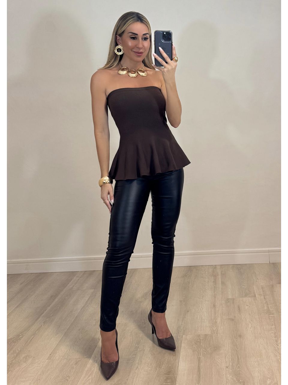 Top tricot tomara que caia