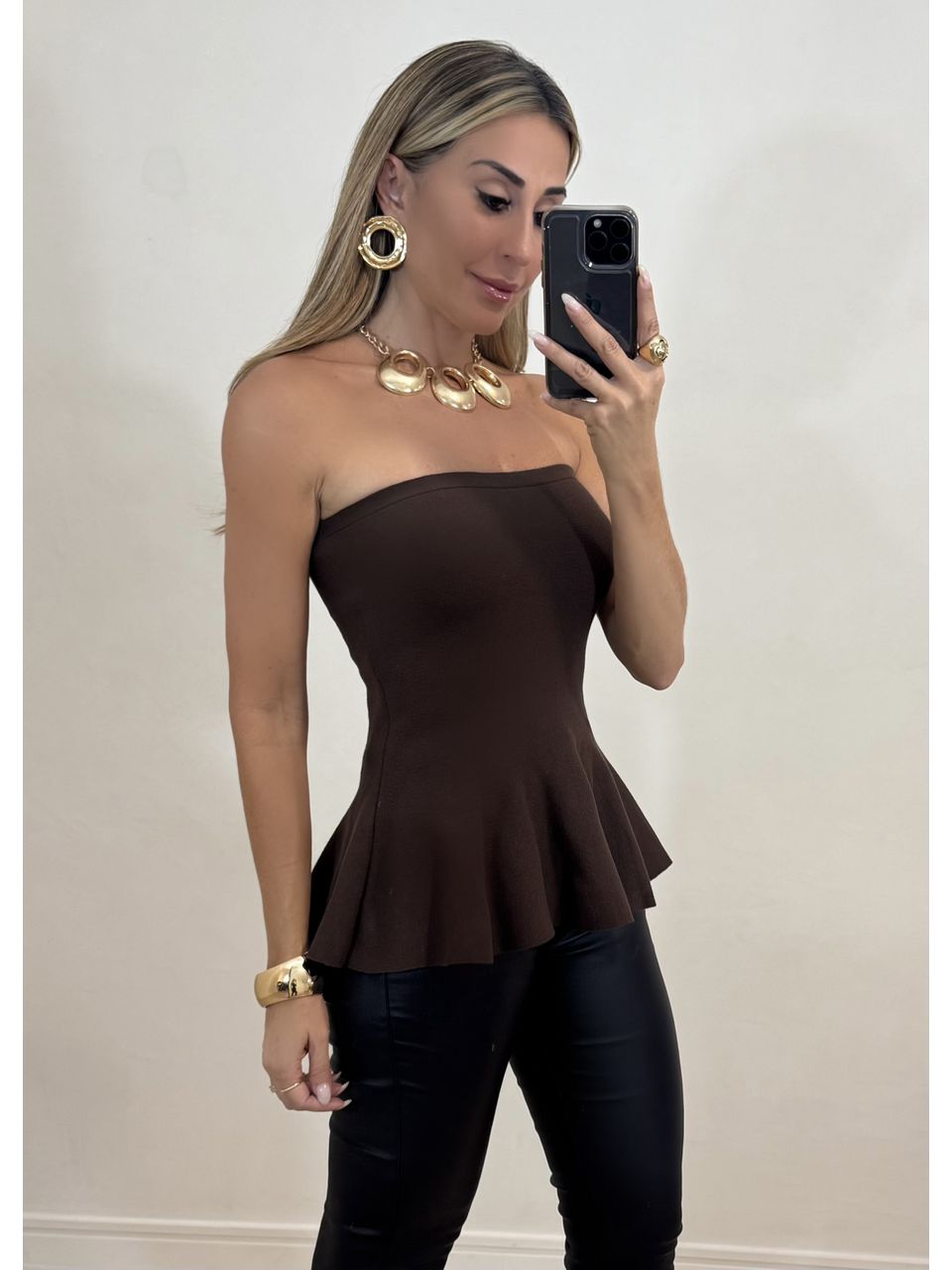 Top tricot tomara que caia