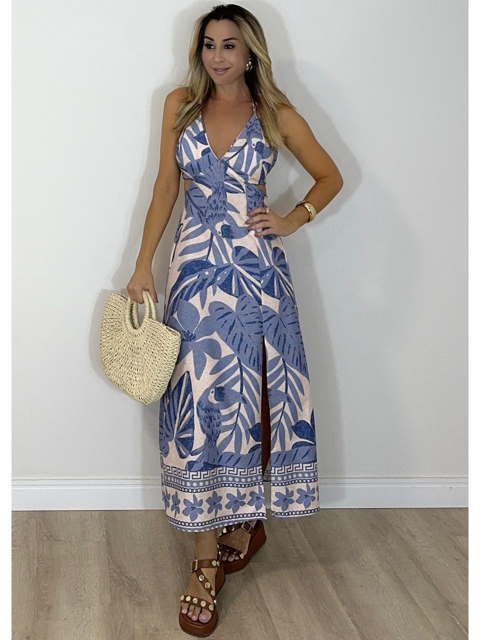Vestido Leblon Estampa Azul - 2109 - MADONNA BASIC