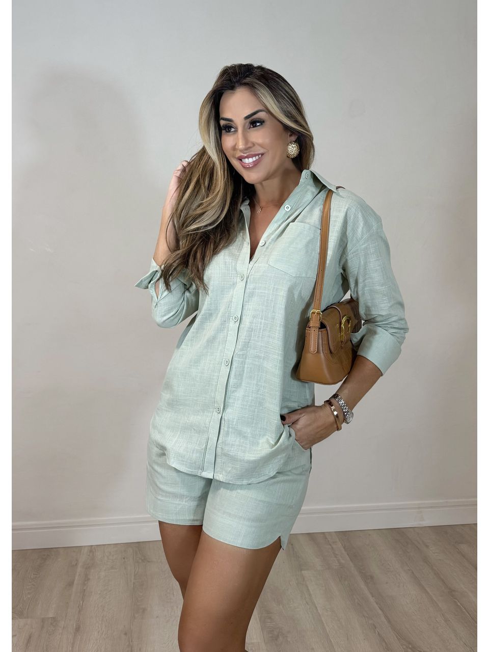 Conjunto Short Camisa Linho 