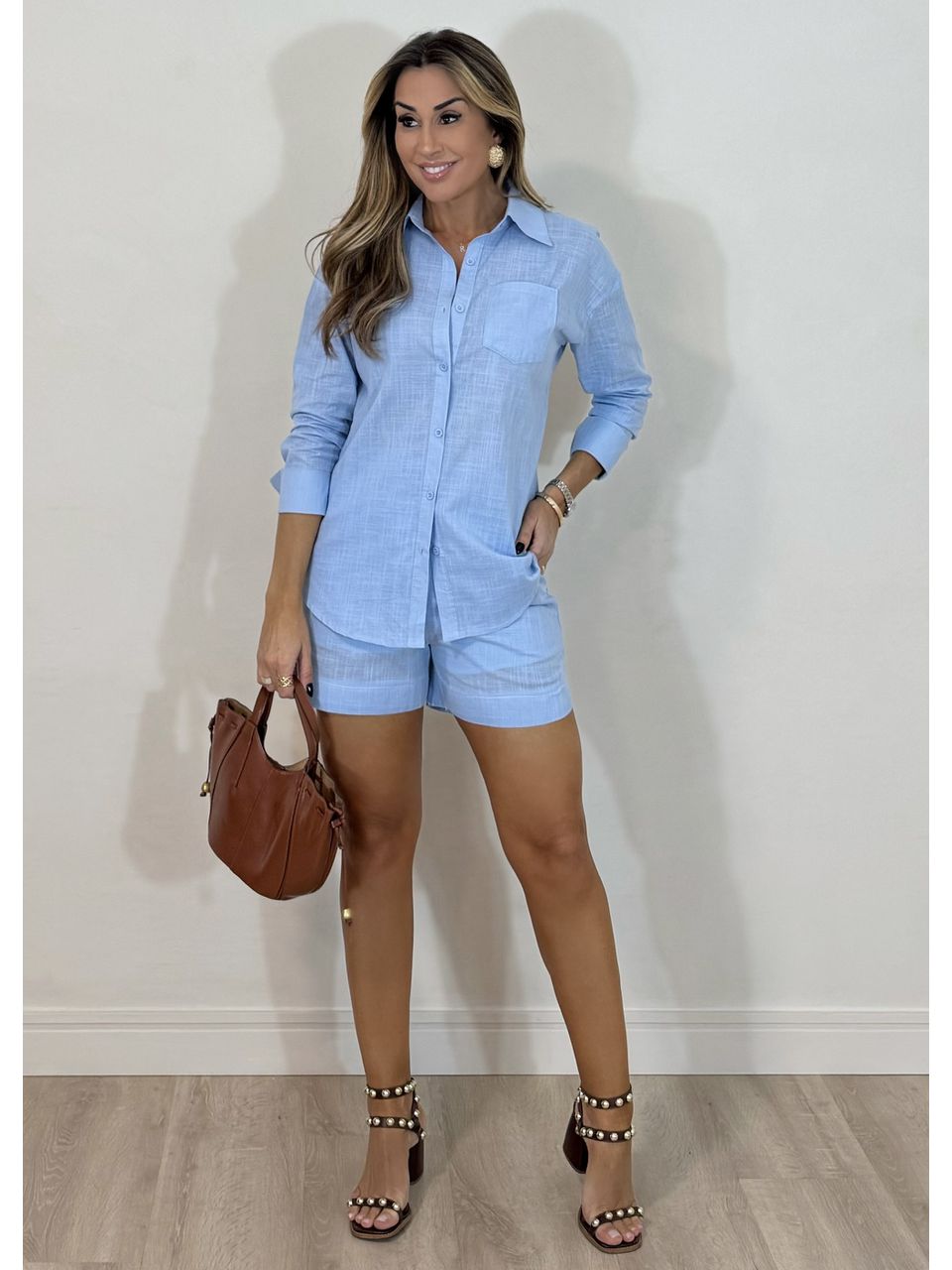 Conjunto Short Camisa Linho - 5153 - MADONNA BASIC
