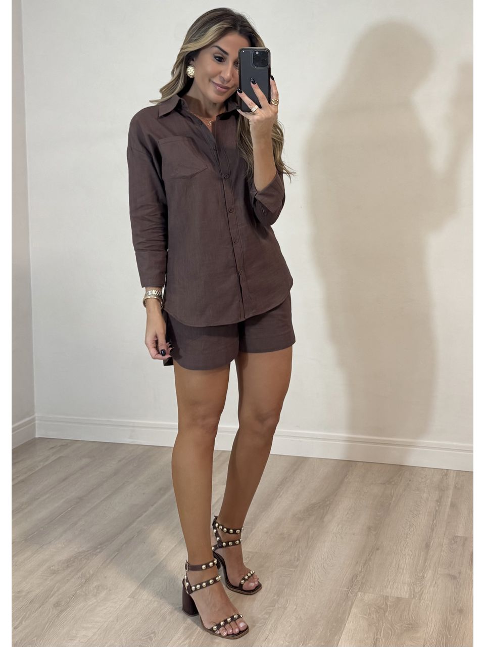 Conjunto Short Camisa Linho 