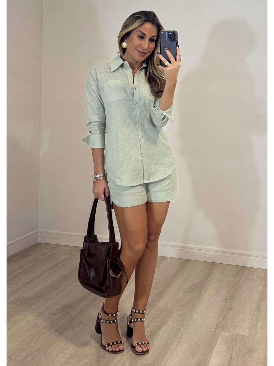 Conjunto Short Camisa Linho 