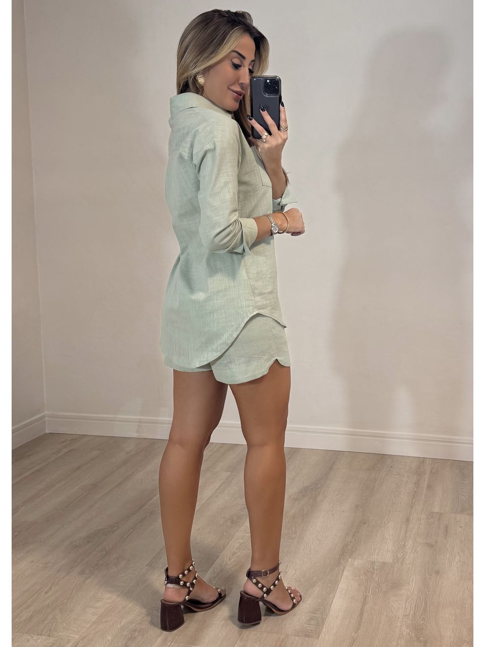 Conjunto Short Camisa Linho 