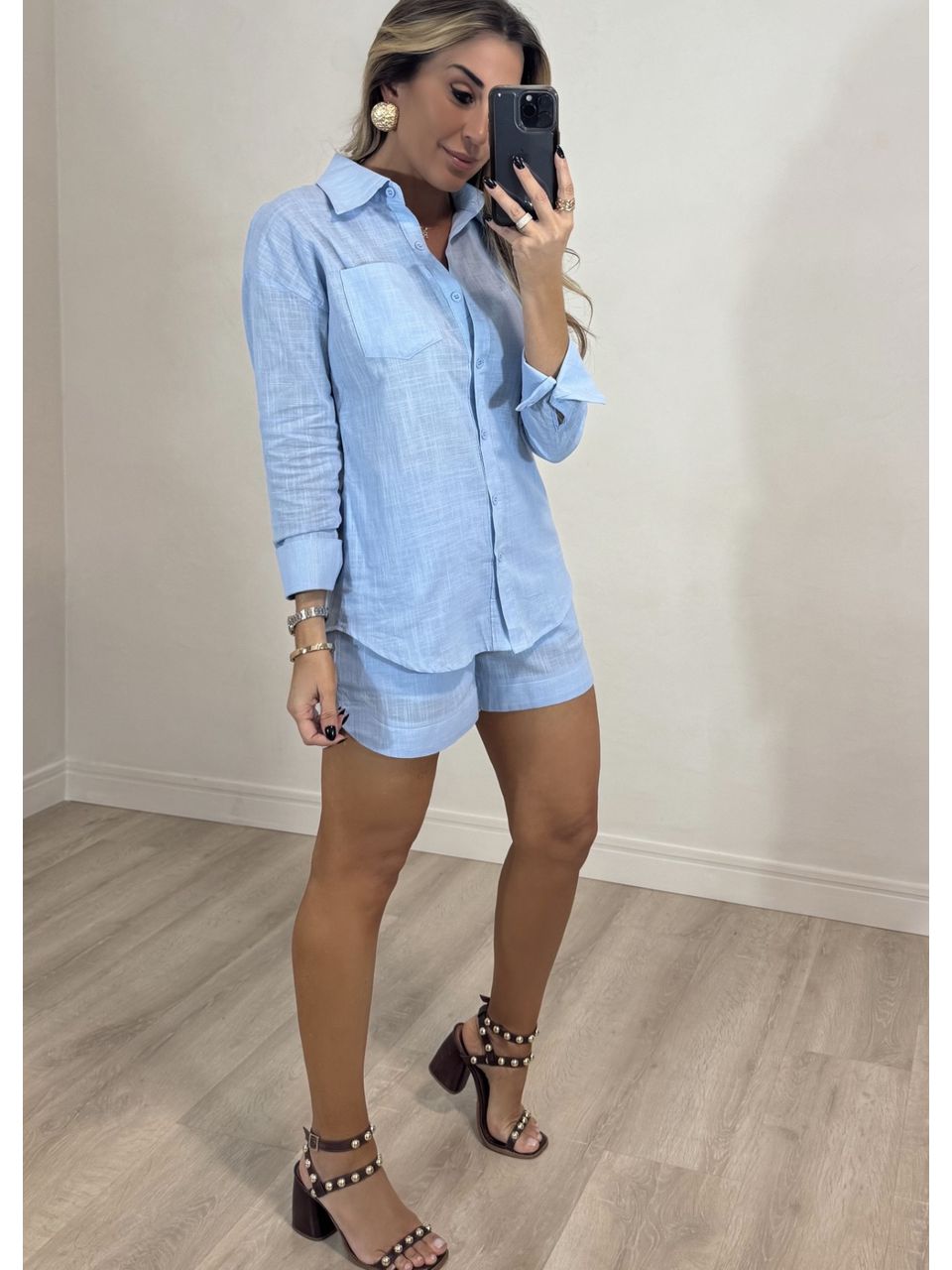 Conjunto Short Camisa Linho