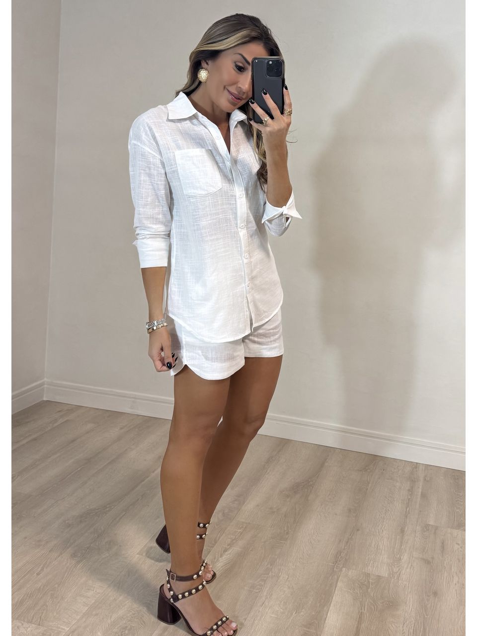 Conjunto Short Camisa Linho 