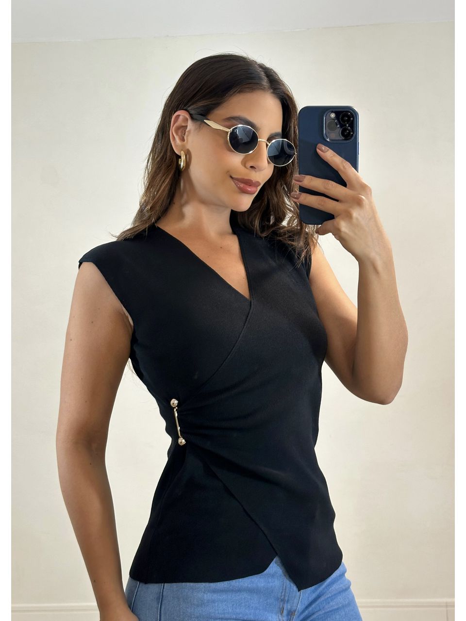 Blusa Tricot Transpassada Rayon - 5165 - MADONNA BASIC