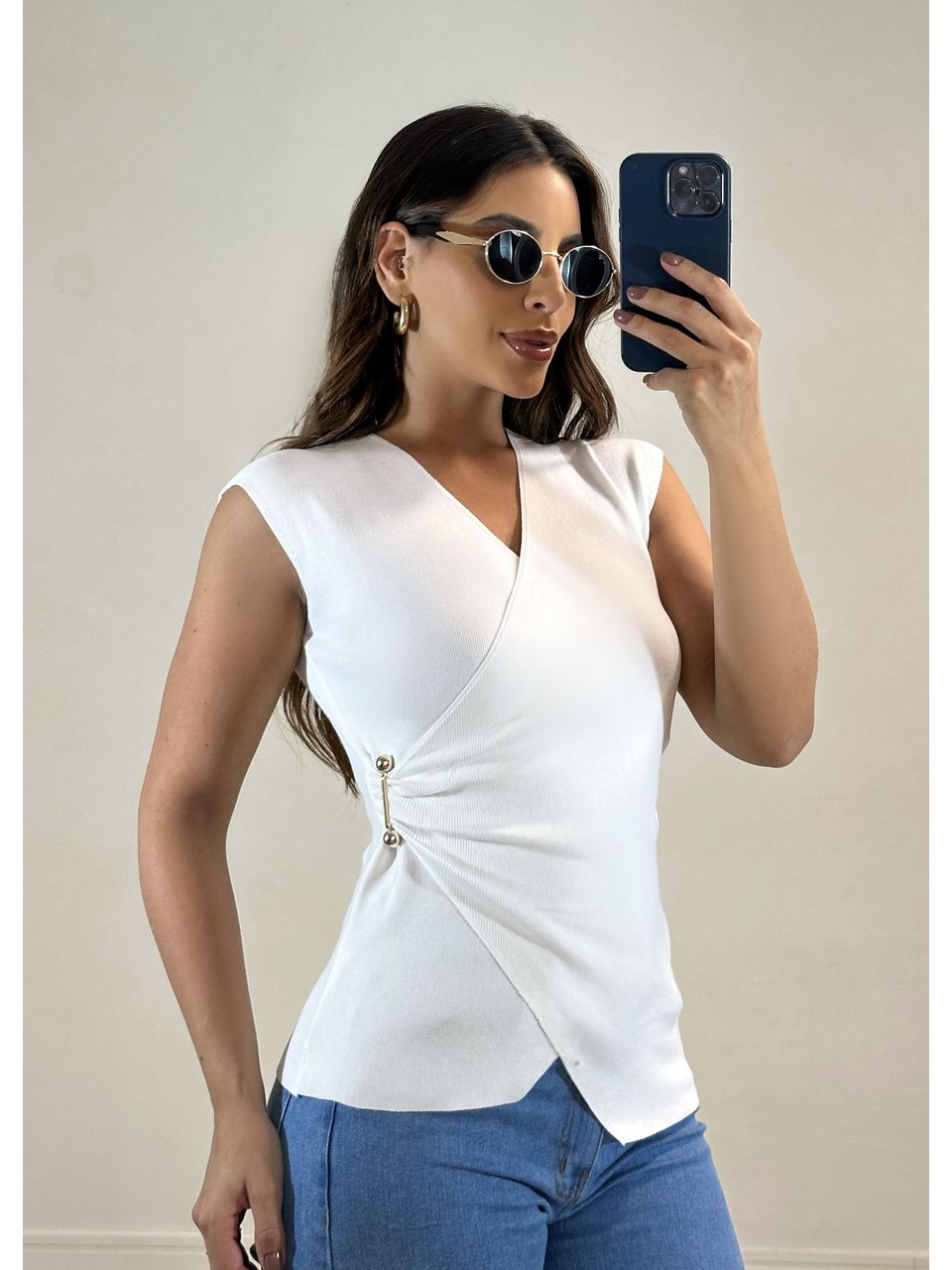 Blusa Tricot Transpassada Rayon - 5164 - MADONNA BASIC