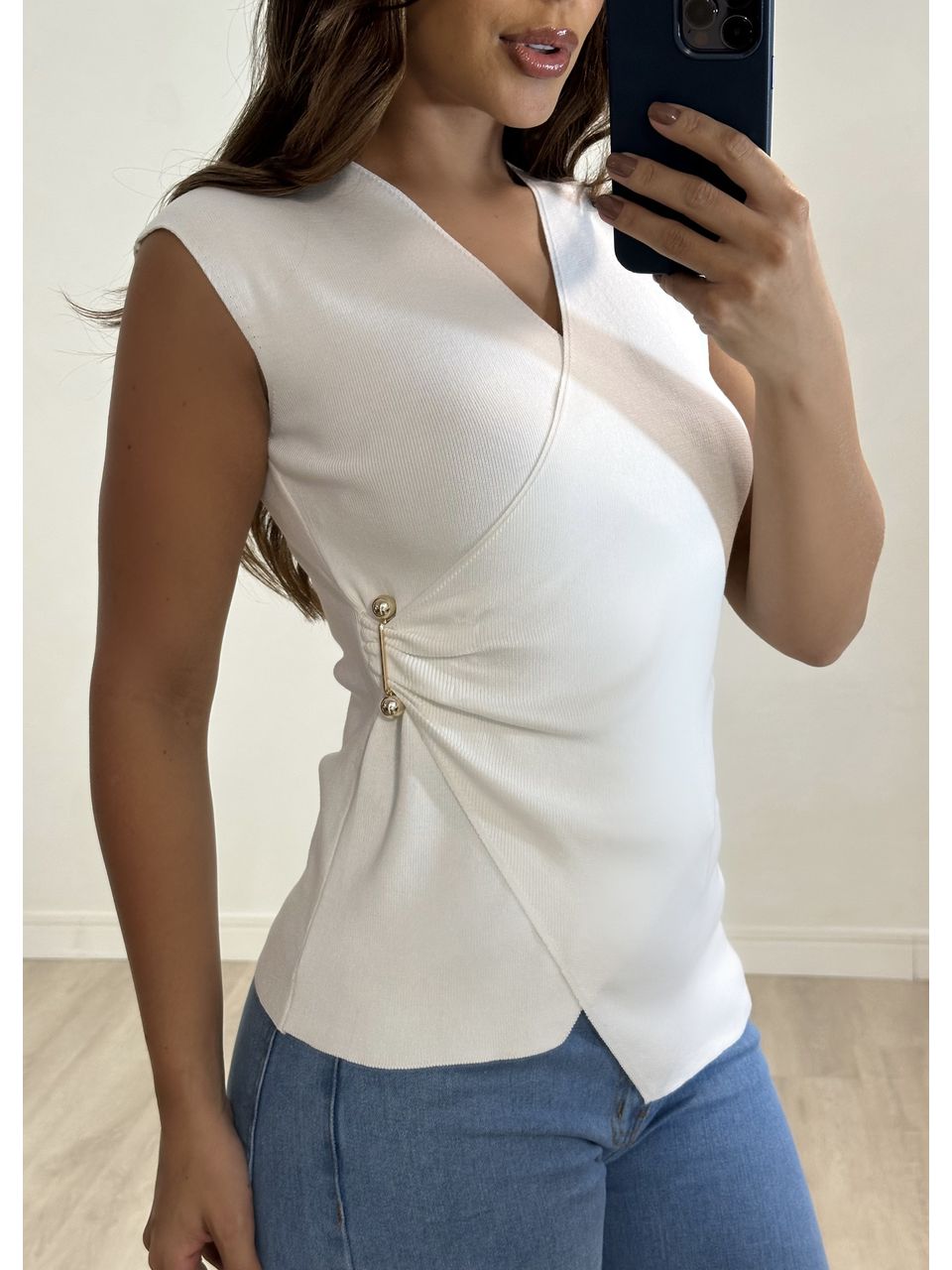 Blusa Tricot Transpassada Rayon 