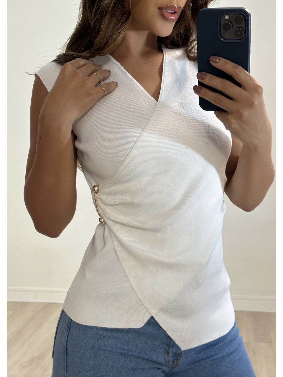 Blusa Tricot Transpassada Rayon 