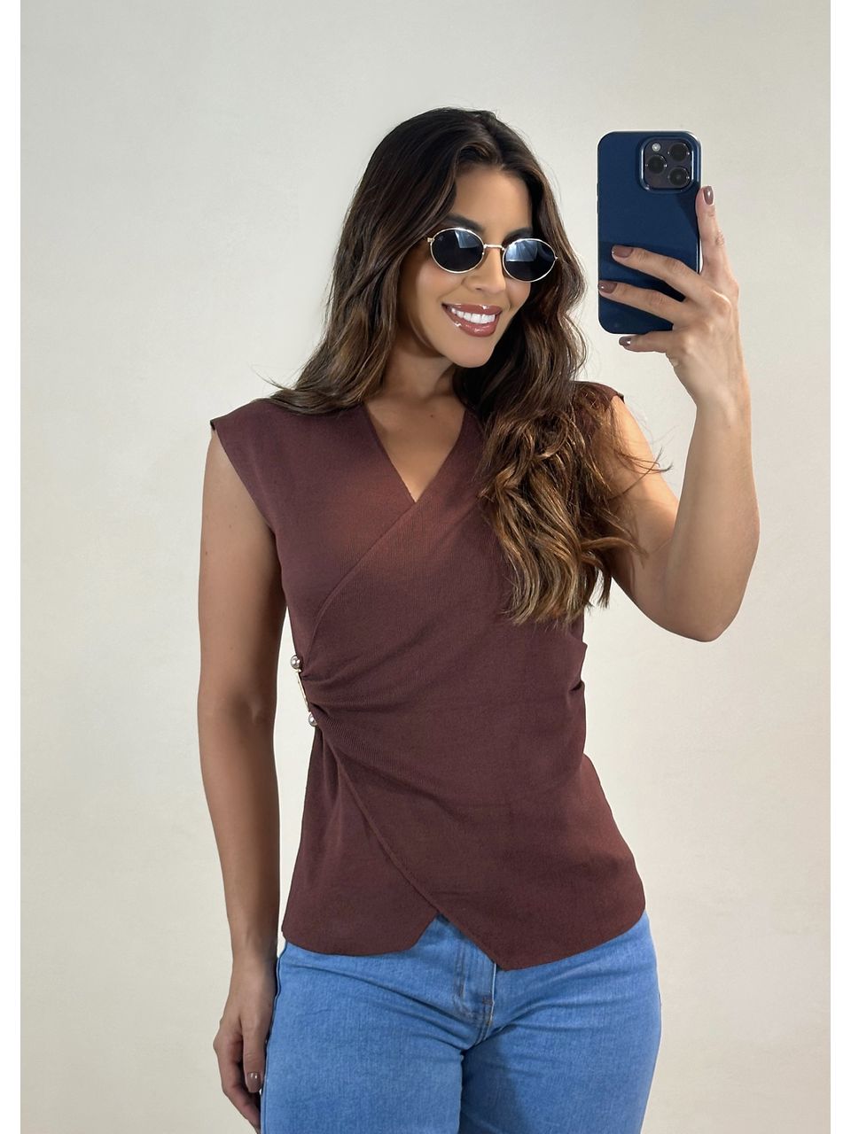 Blusa Tricot Transpassada Rayon - 5162 - MADONNA BASIC