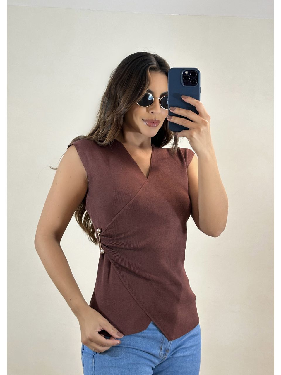Blusa Tricot Transpassada Rayon 