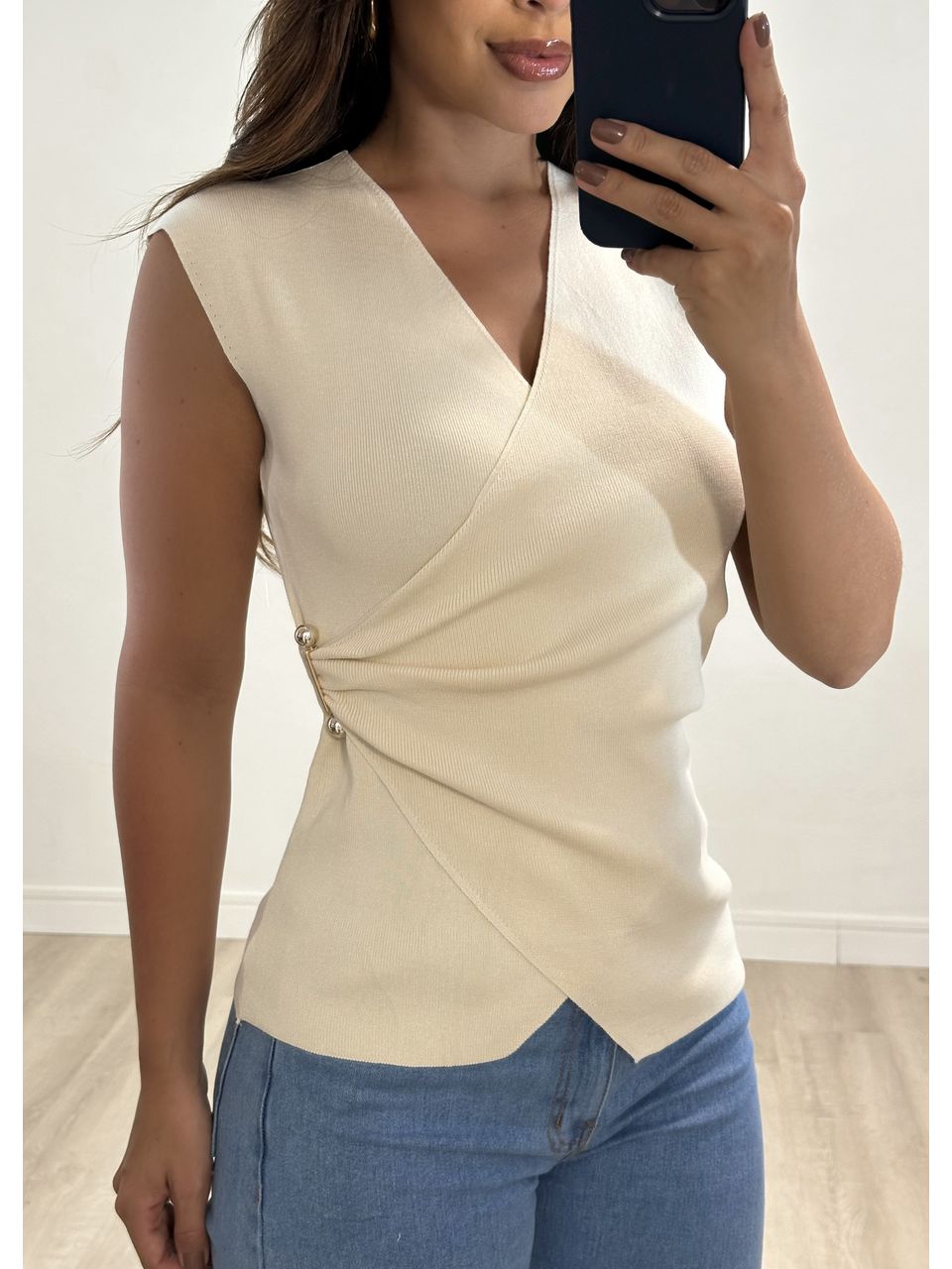 Blusa Tricot Transpassada Rayon 