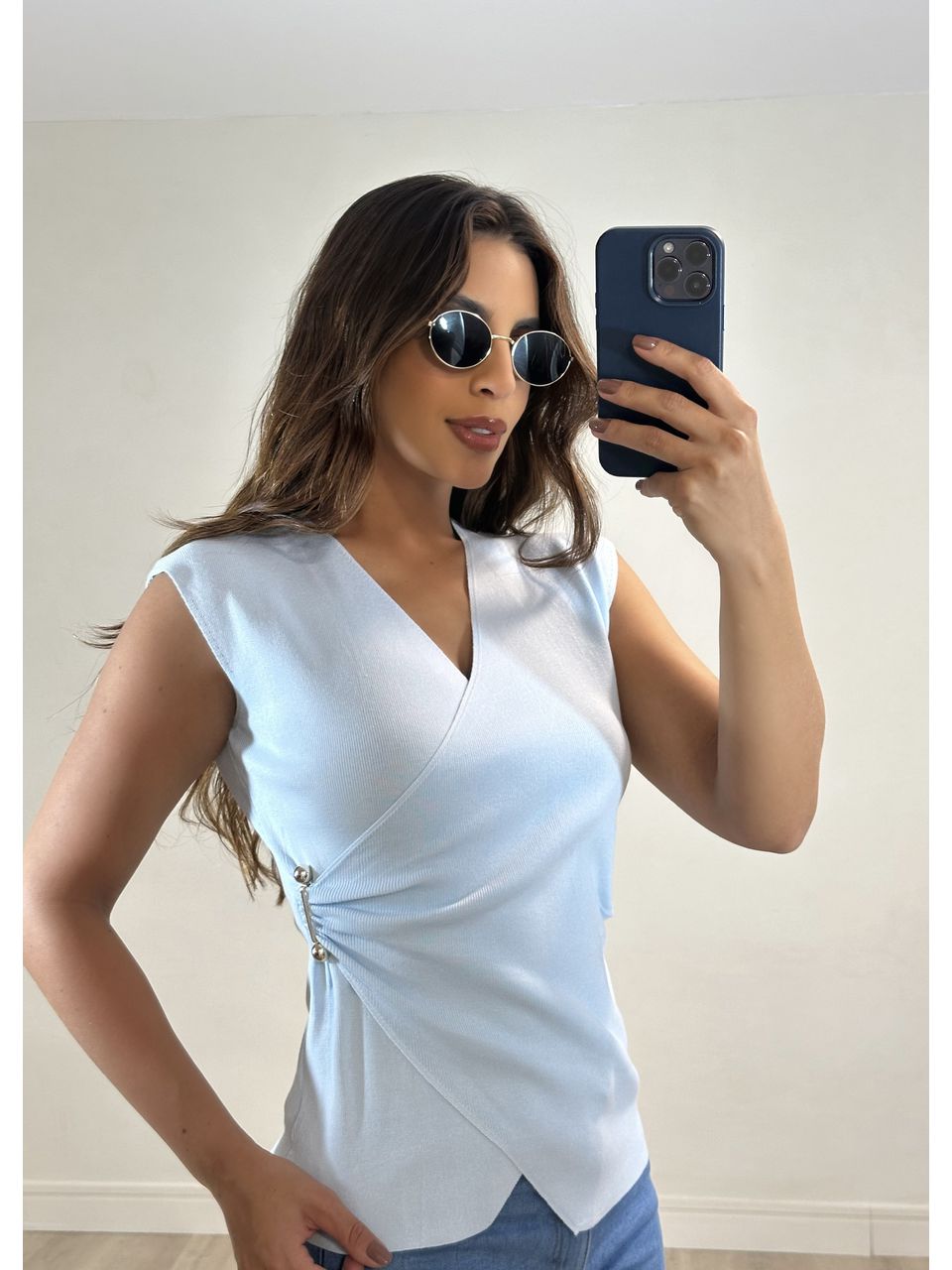 Blusa Tricot Transpassada Rayon 