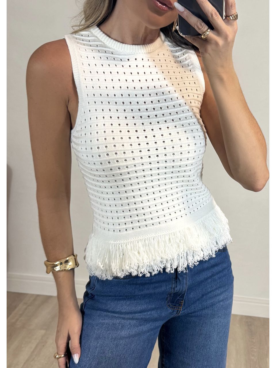 Blusa Tricot com Franjas