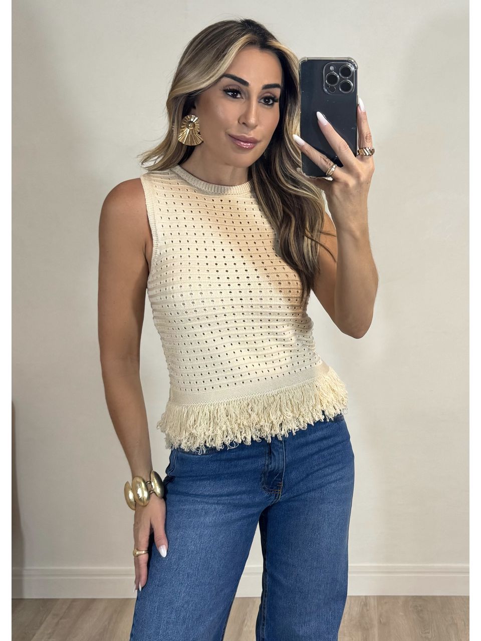 Blusa Tricot com Franjas