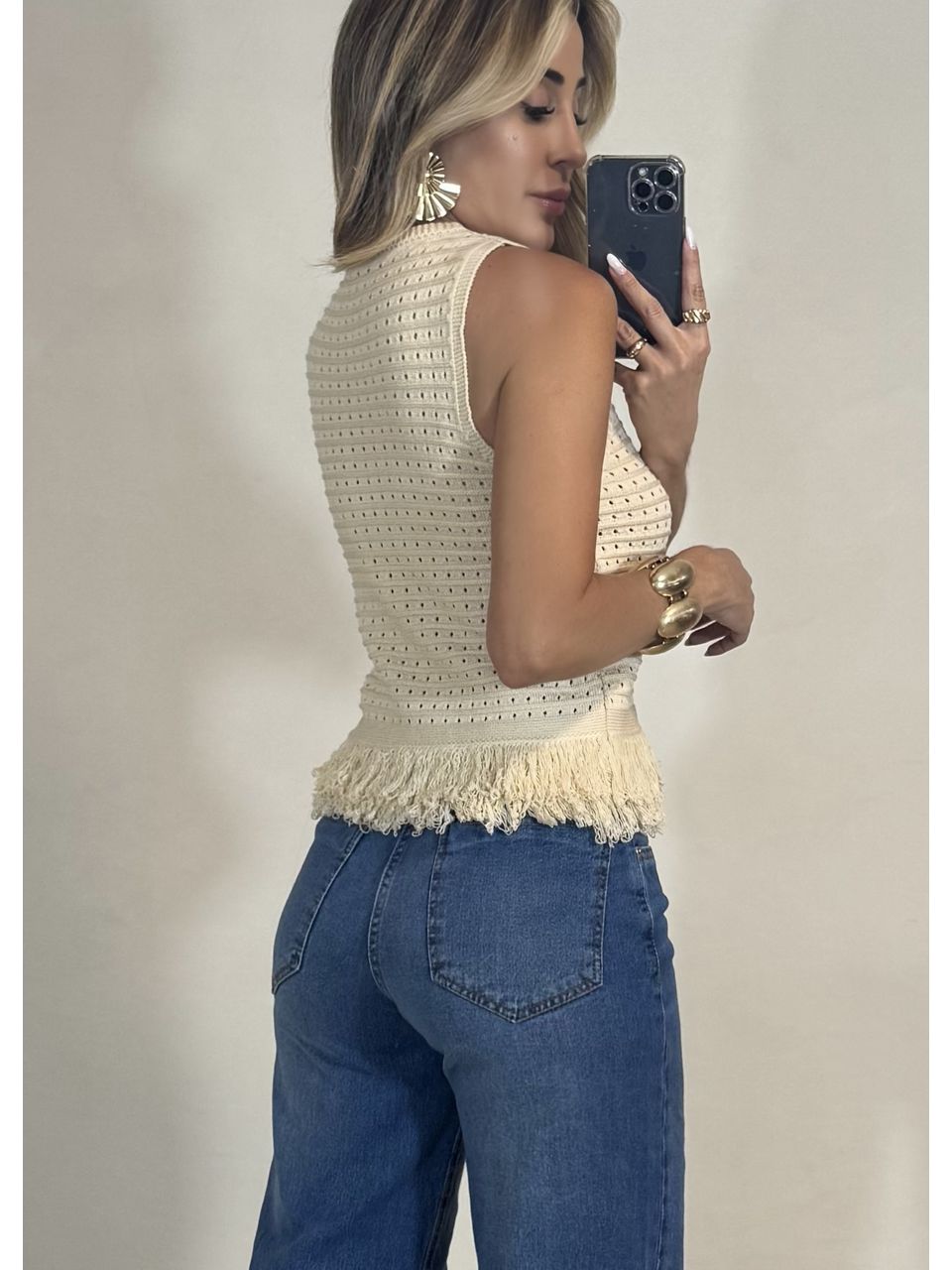 Blusa Tricot com Franjas