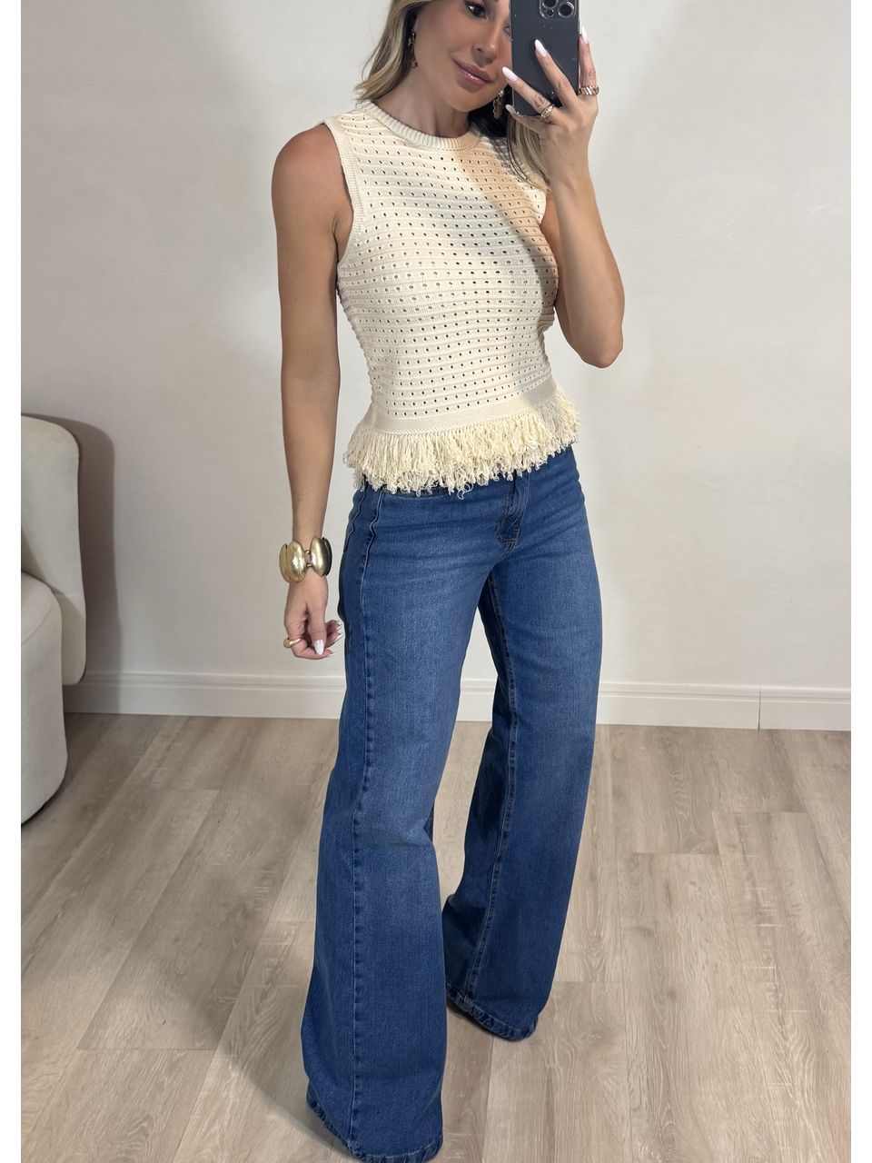 Blusa Tricot com Franjas