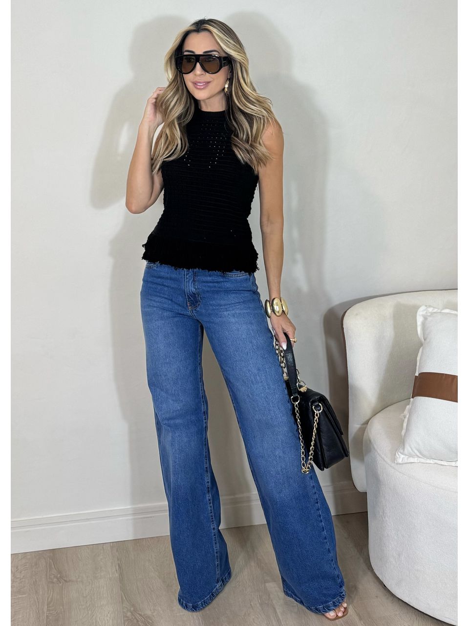 Blusa Tricot com Franjas