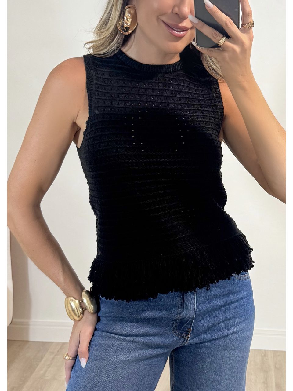 Blusa Tricot com Franjas