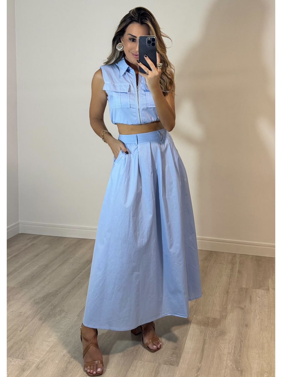 Conjunto Tricoline Monise