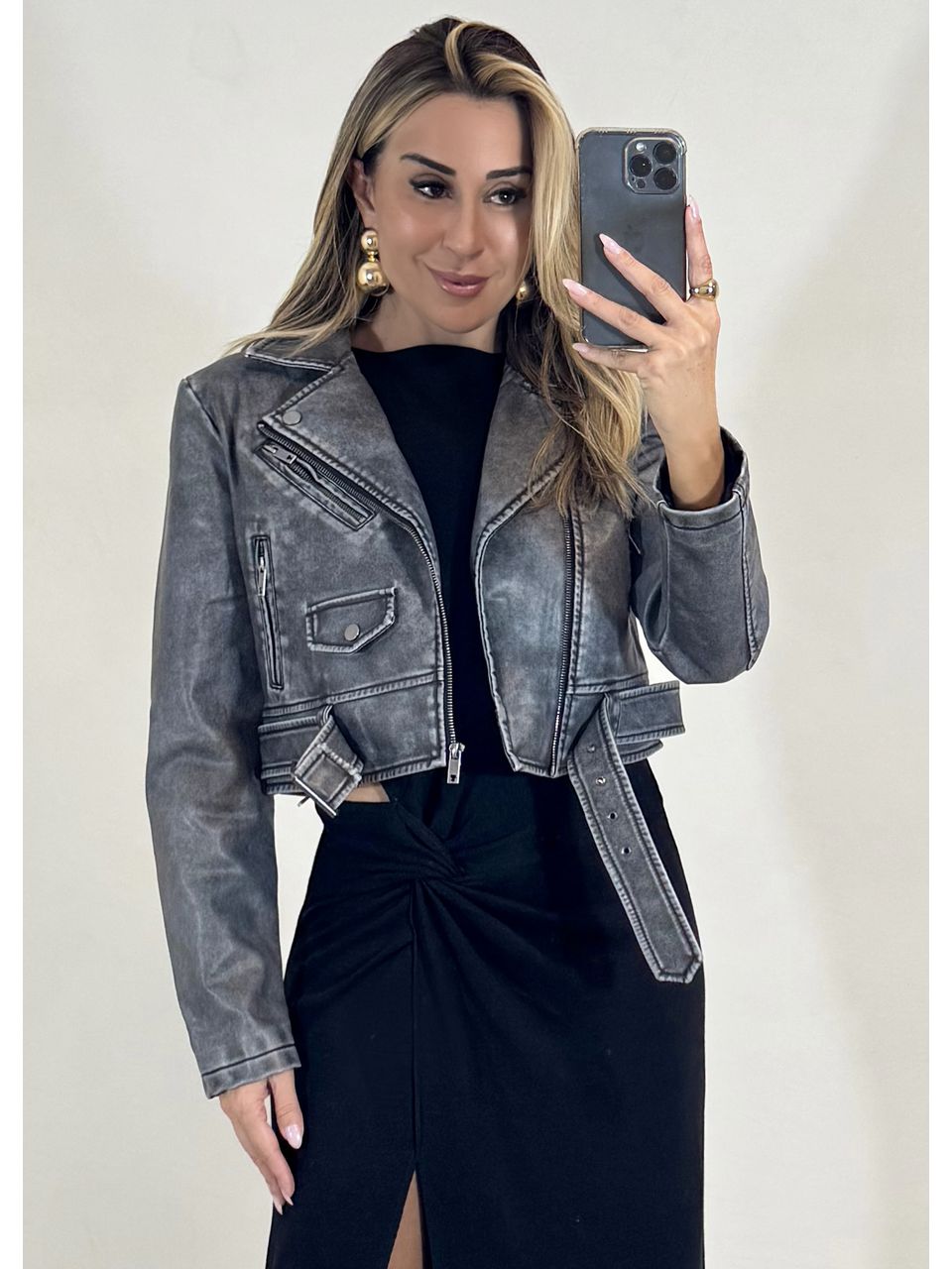 Jaqueta Couro Fake Estonada - 2357 - MADONNA BASIC