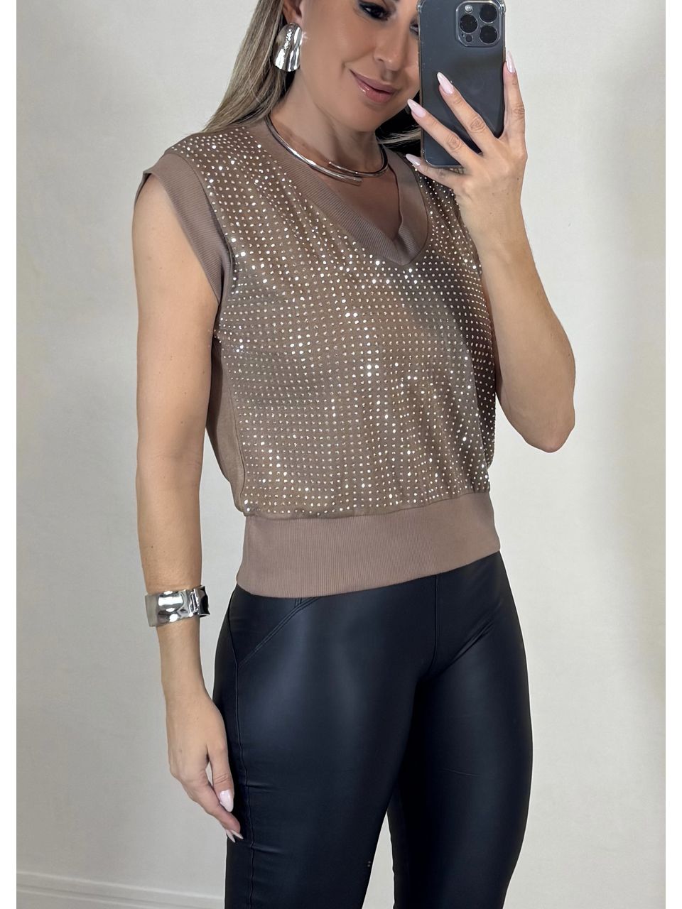 Blusa Colete Pedrarias