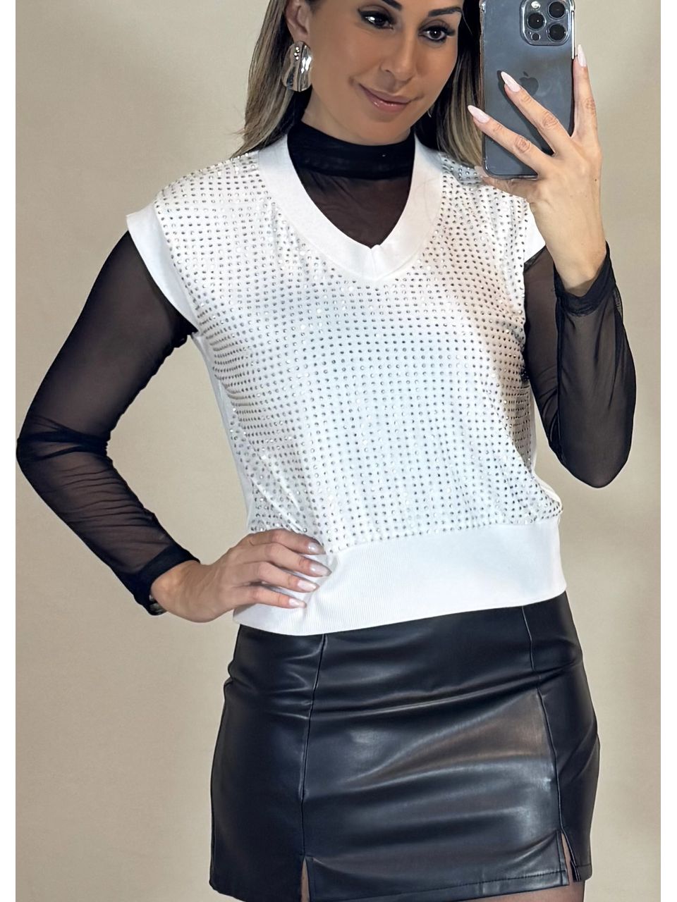 Blusa Colete Pedrarias