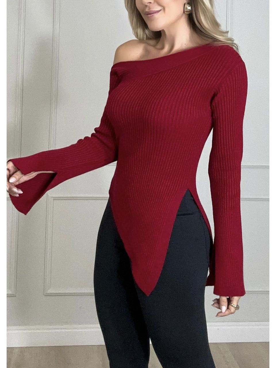 Blusa Tricot Assimétrica 