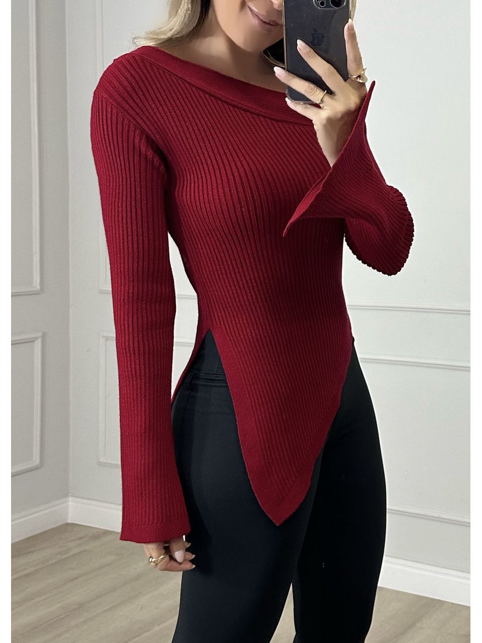 Blusa Tricot Assimétrica 