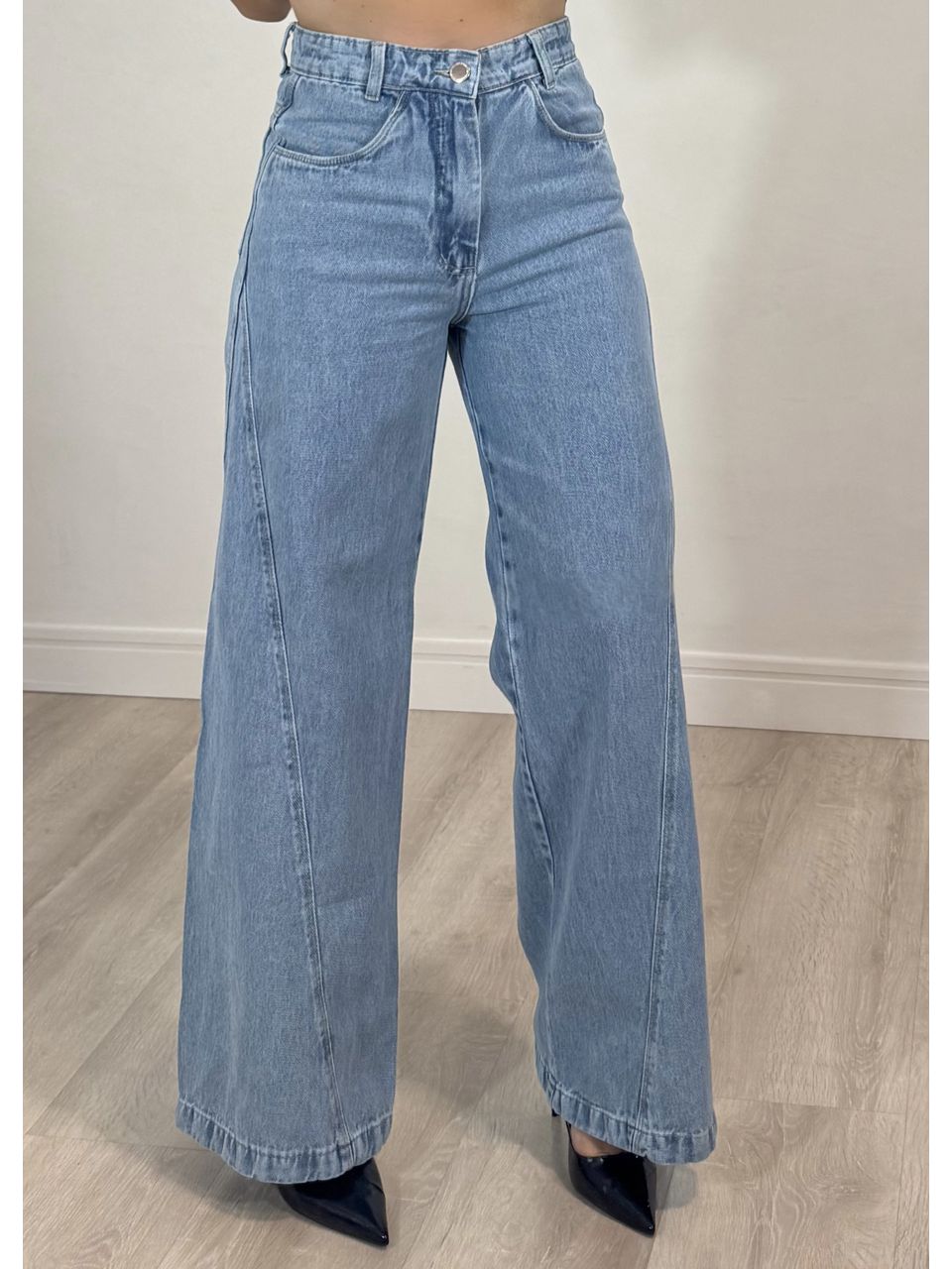 Calça Jeans Wide Leg Recortes - 5173 - MADONNA BASIC