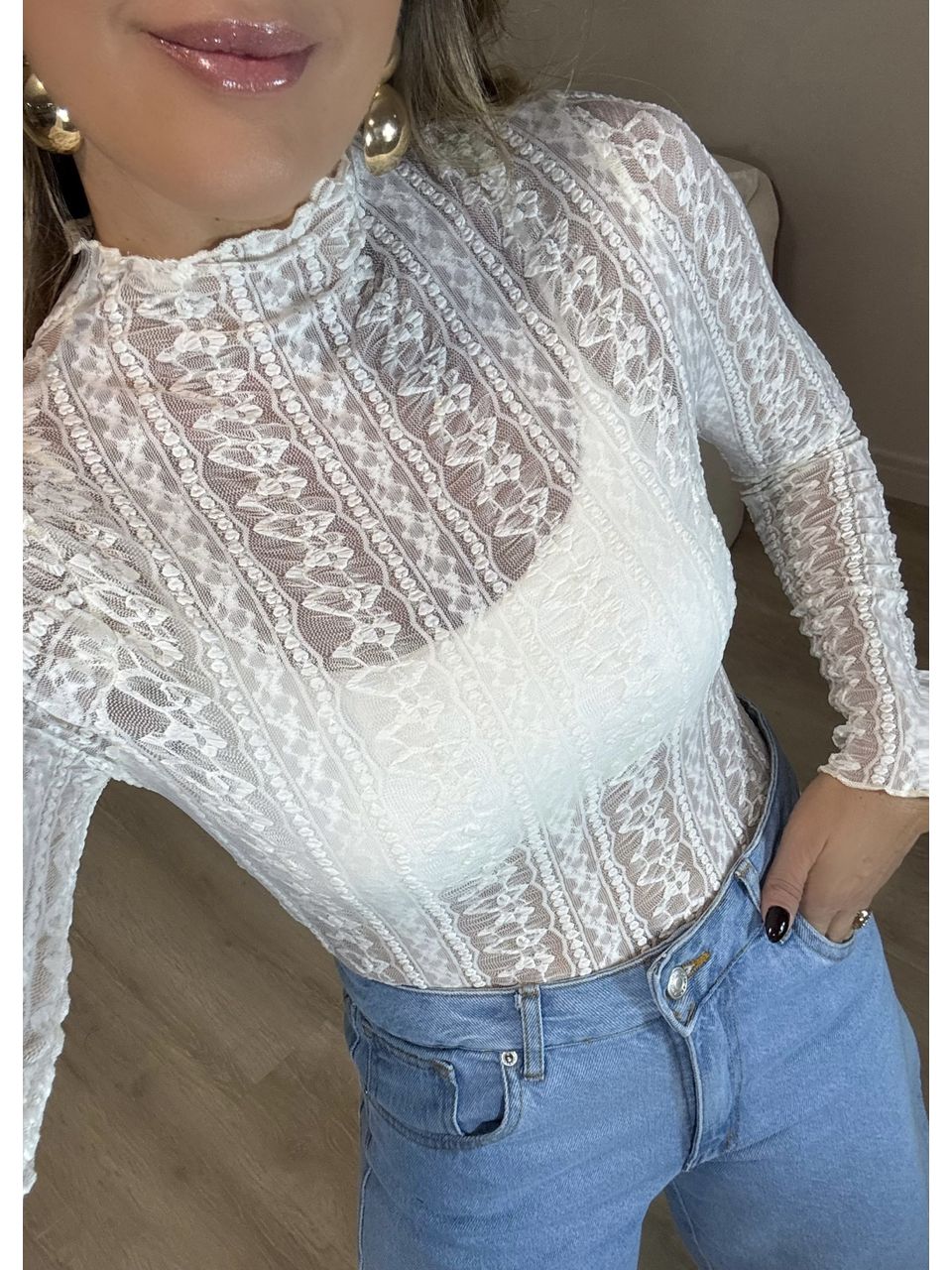 Blusa Renda Bordada 