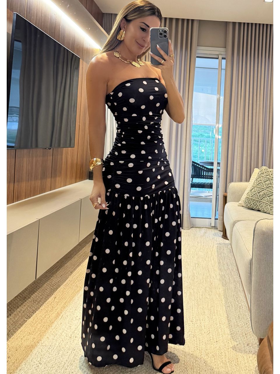 Vestido Poá Tomara que caia 