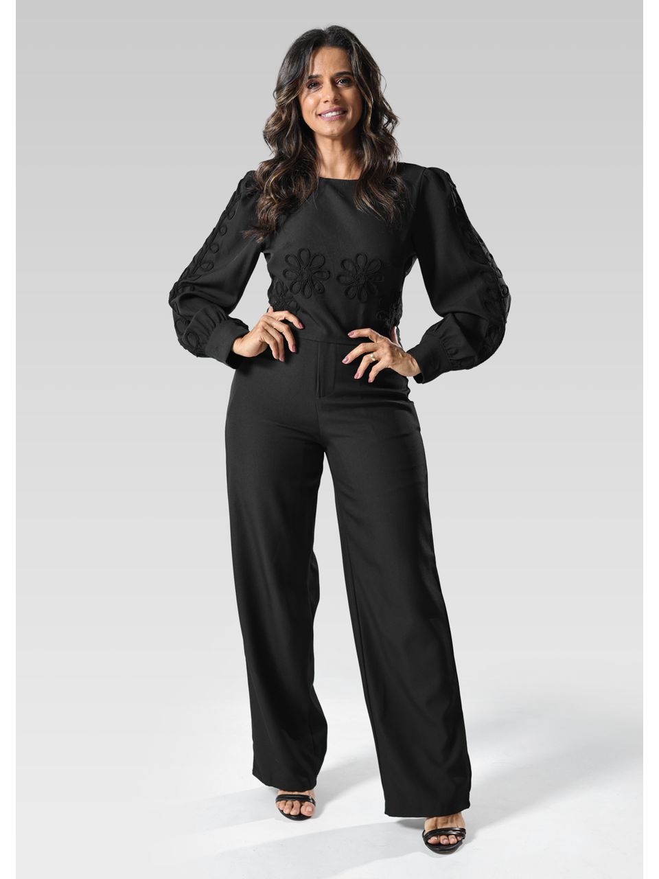 Conjunto Feminino Alfaiataria Bordado Preto - 0005 / 210