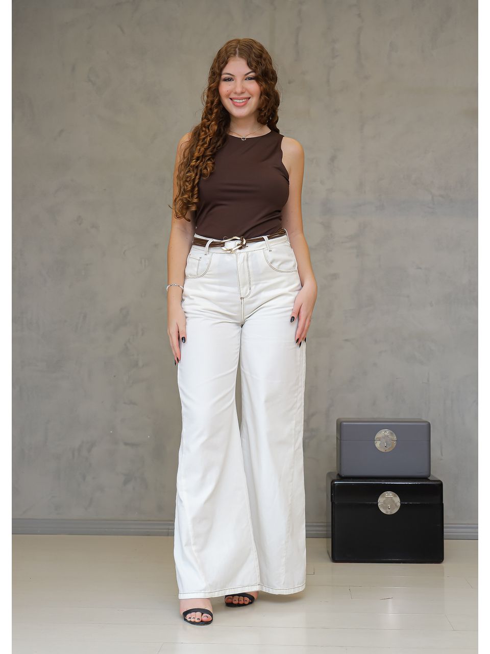 calça wide leg OFF WHITE