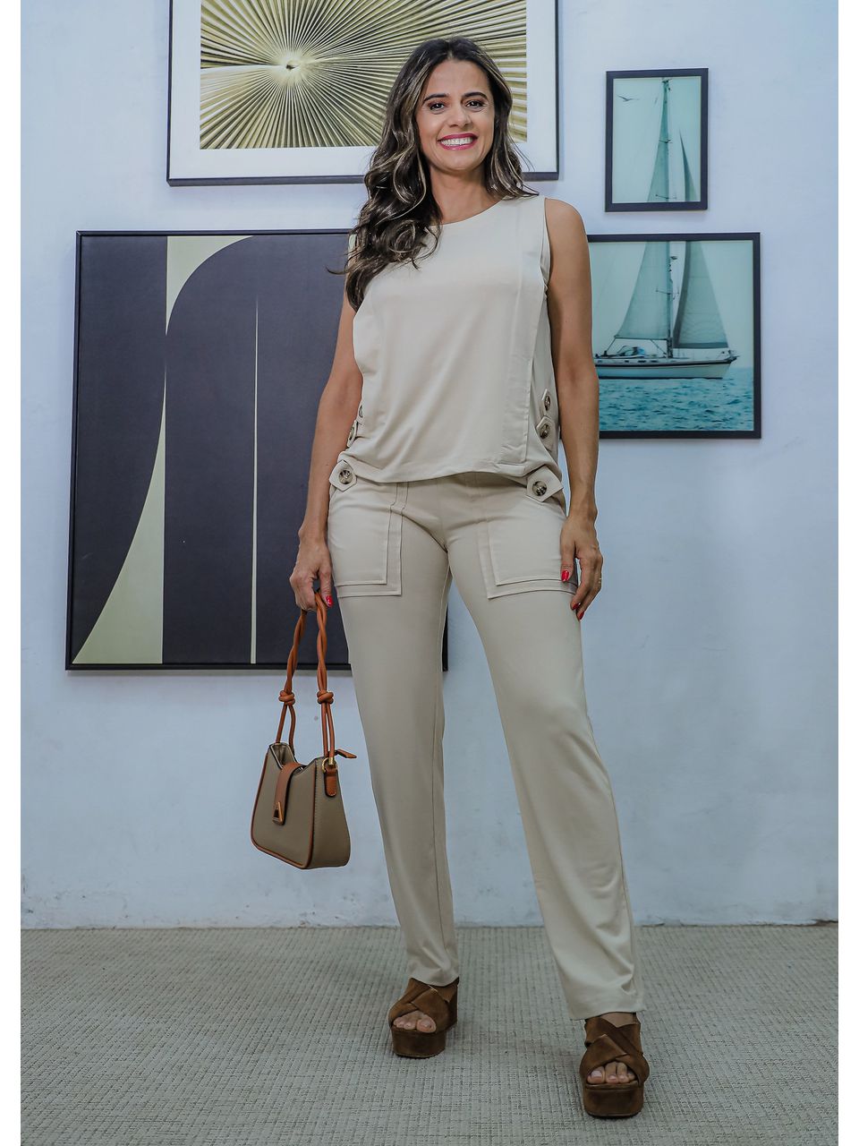 conjunto de calça BEGE