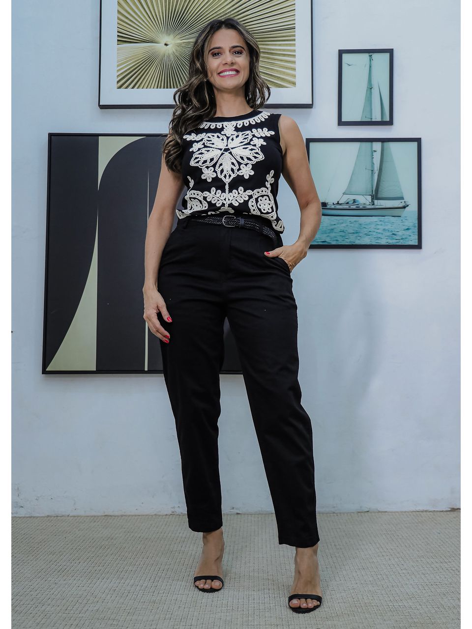 Calça Feminina De Sarja Preto - 0005 / 210